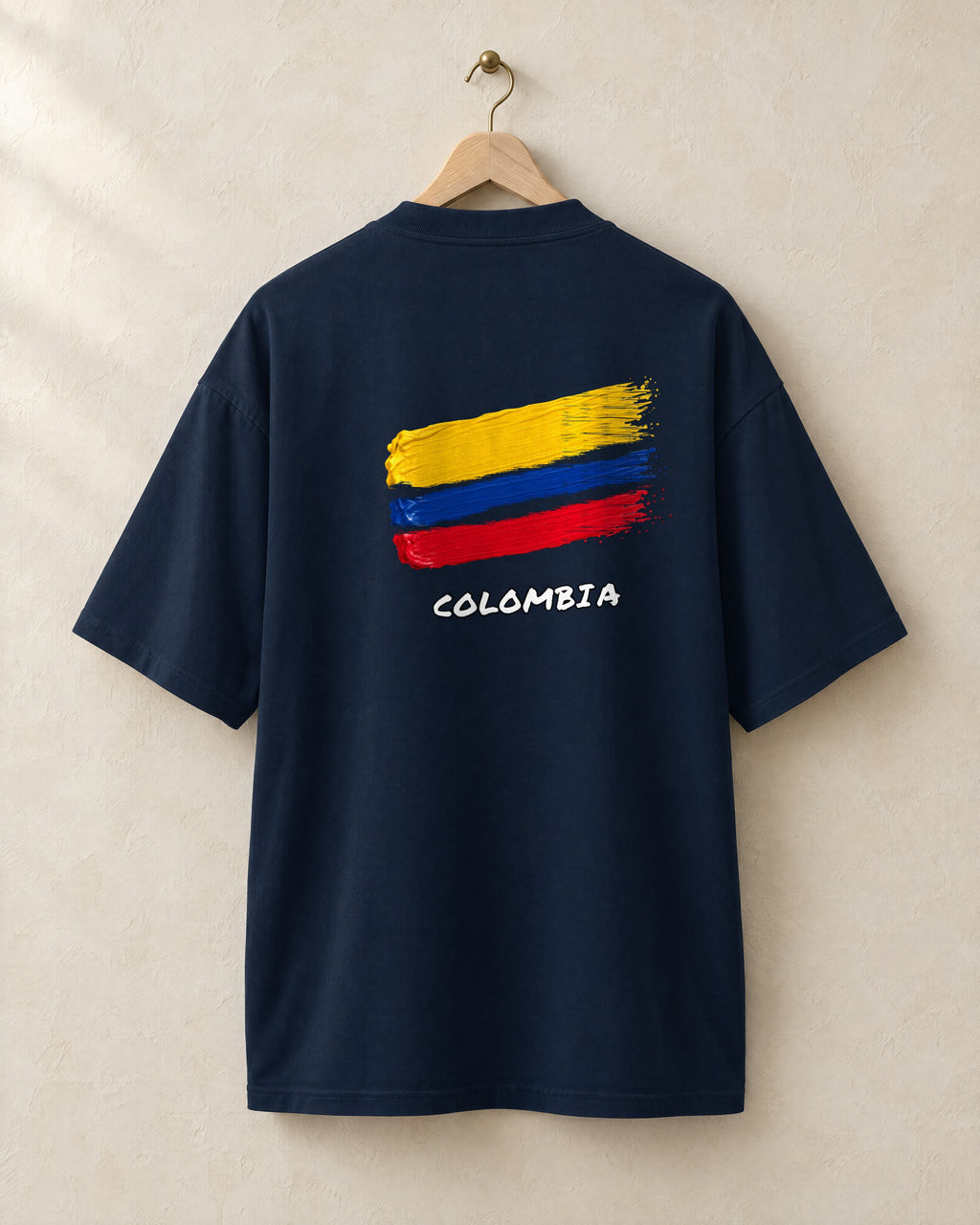 Bandera tee in French navy, back, on a hanger