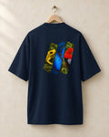 Diagonal tee in French navy, back, on a hanger