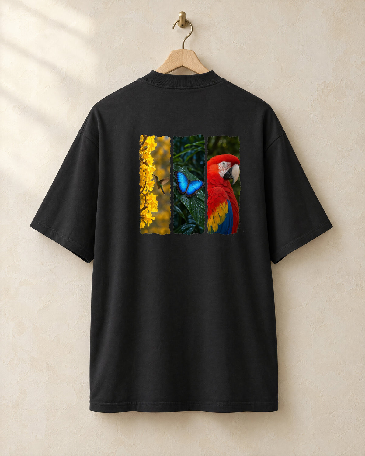Paneles tee in black, back, on a hanger