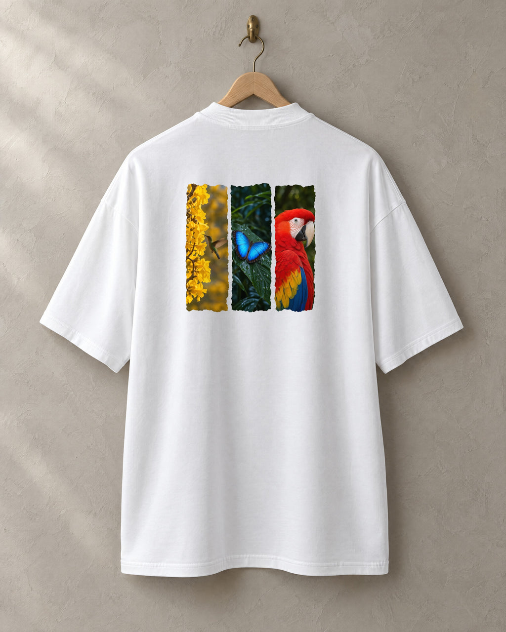 Paneles tee in white, back, on a hanger
