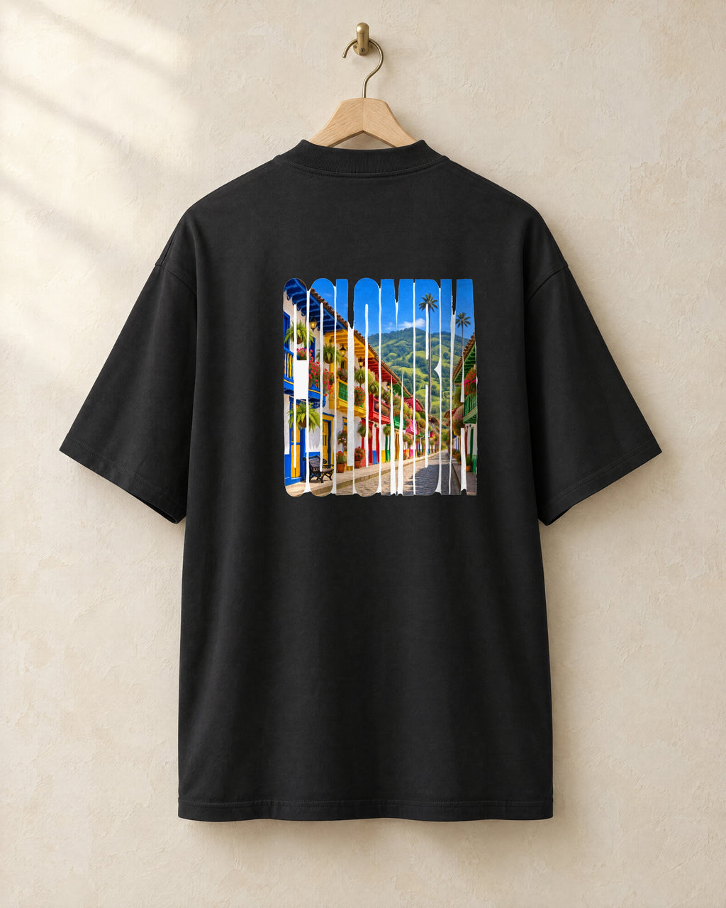 Salento tee in black, back, on a hanger
